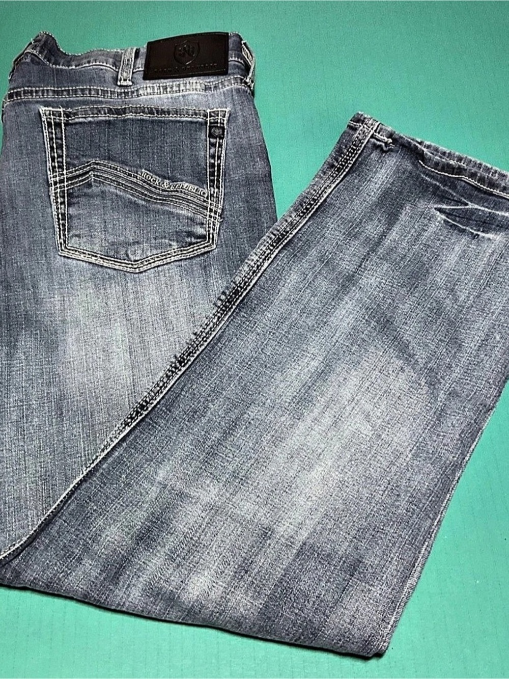 Rock & Republic Men's Whiskered Straight Leg Jeans 36x32